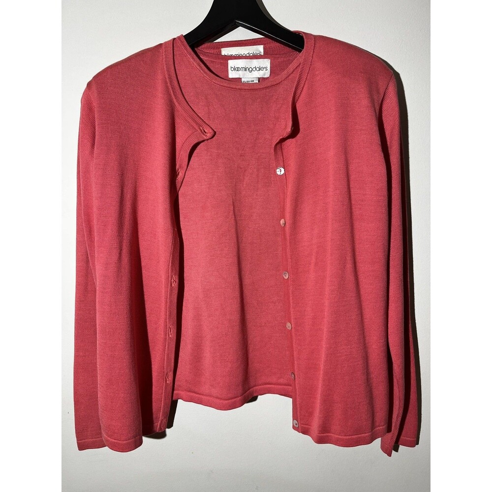 Vintage Bloomingdale’s Set of2 Silk Cardigan & Top Women’s S Pink Silk Capsule